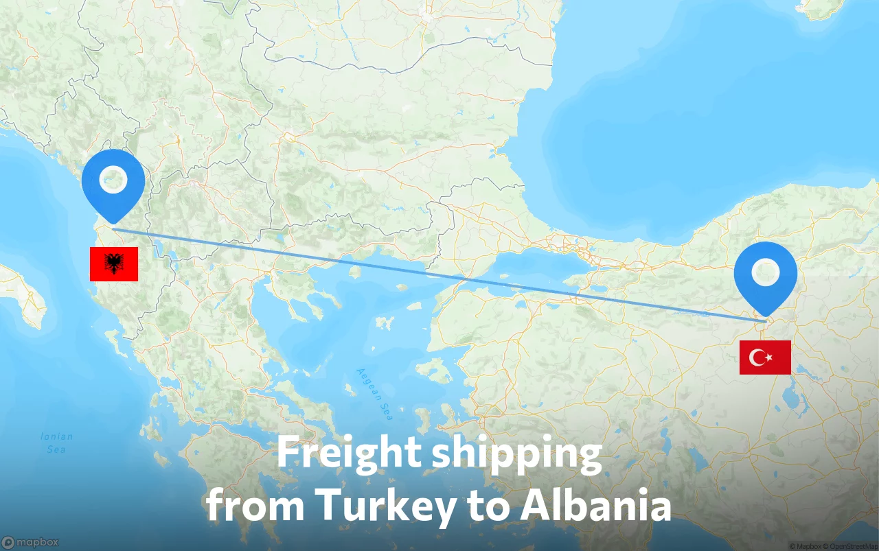 Shipping route from Turkey to Albania