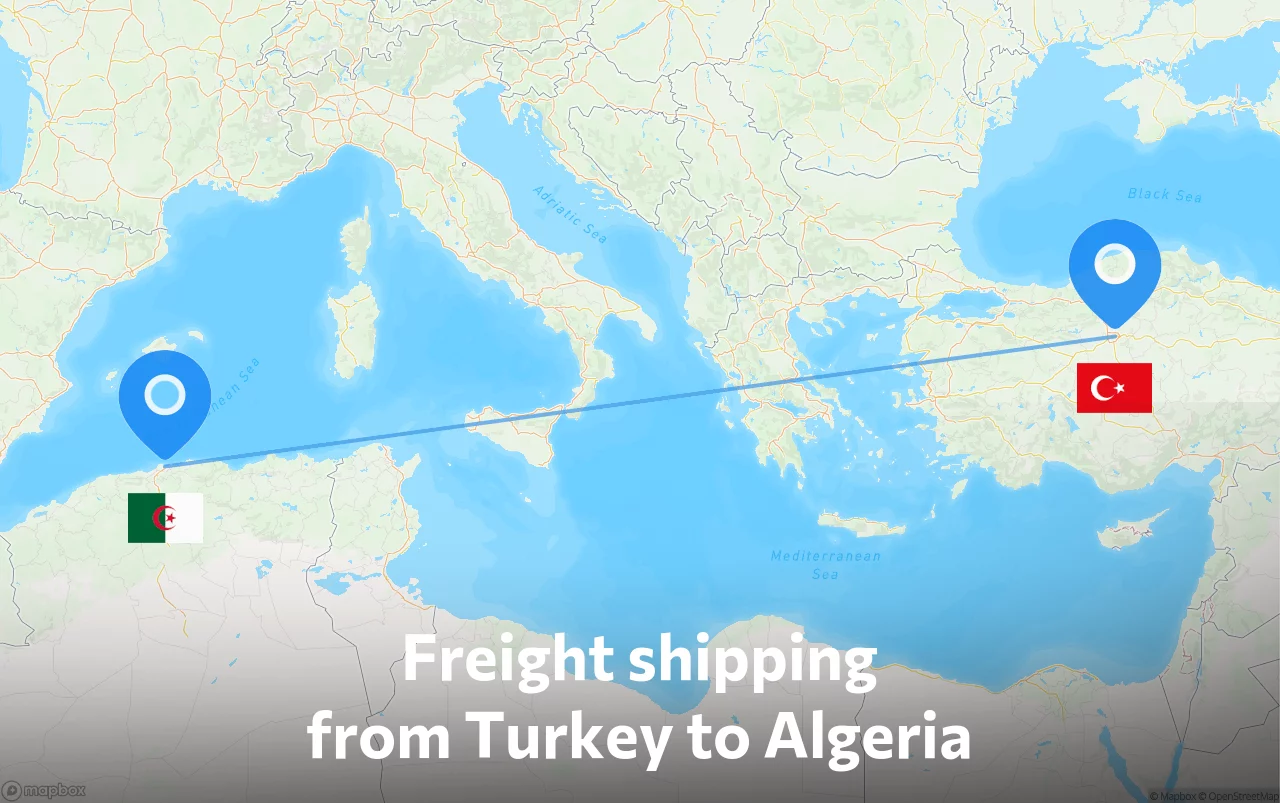 Shipping route from Turkey to Algeria