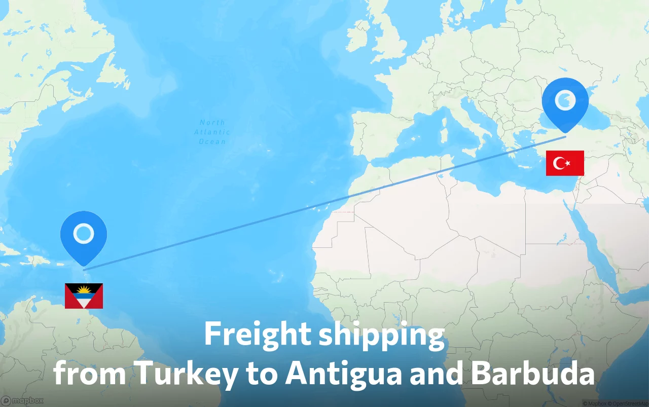 Shipping route from Turkey to Antigua and Barbuda