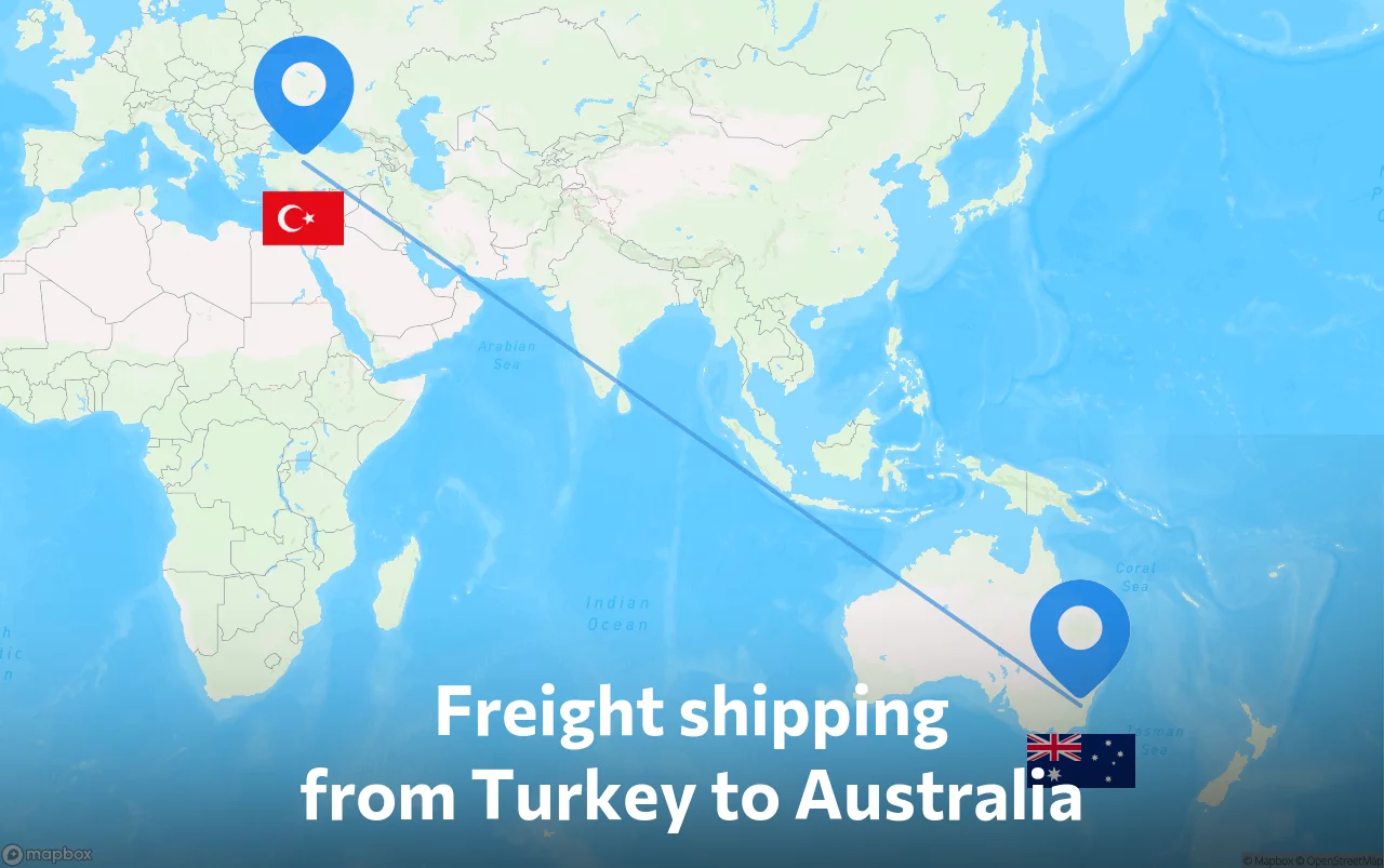 Shipping route from Turkey to Australia