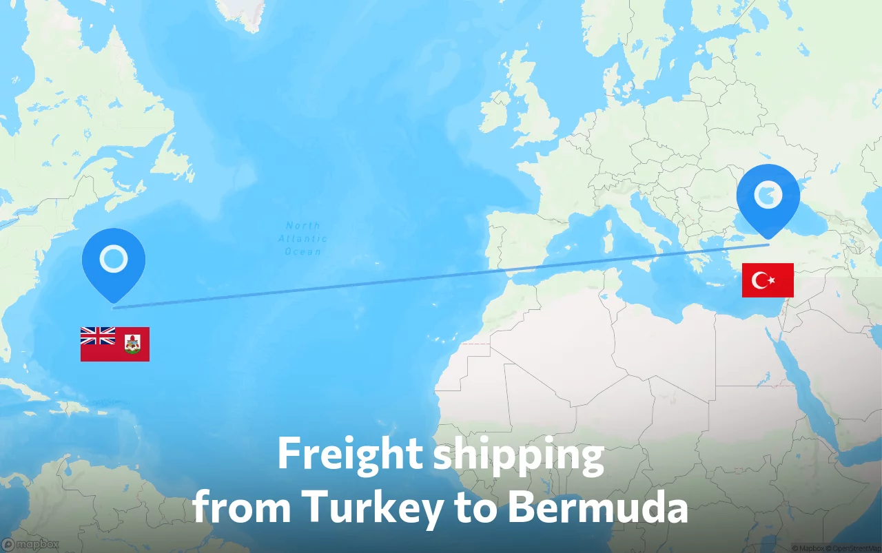 Shipping route from Turkey to Bermuda