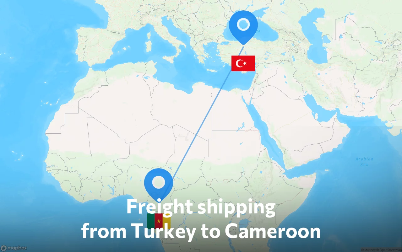 Shipping route from Turkey to Cameroon