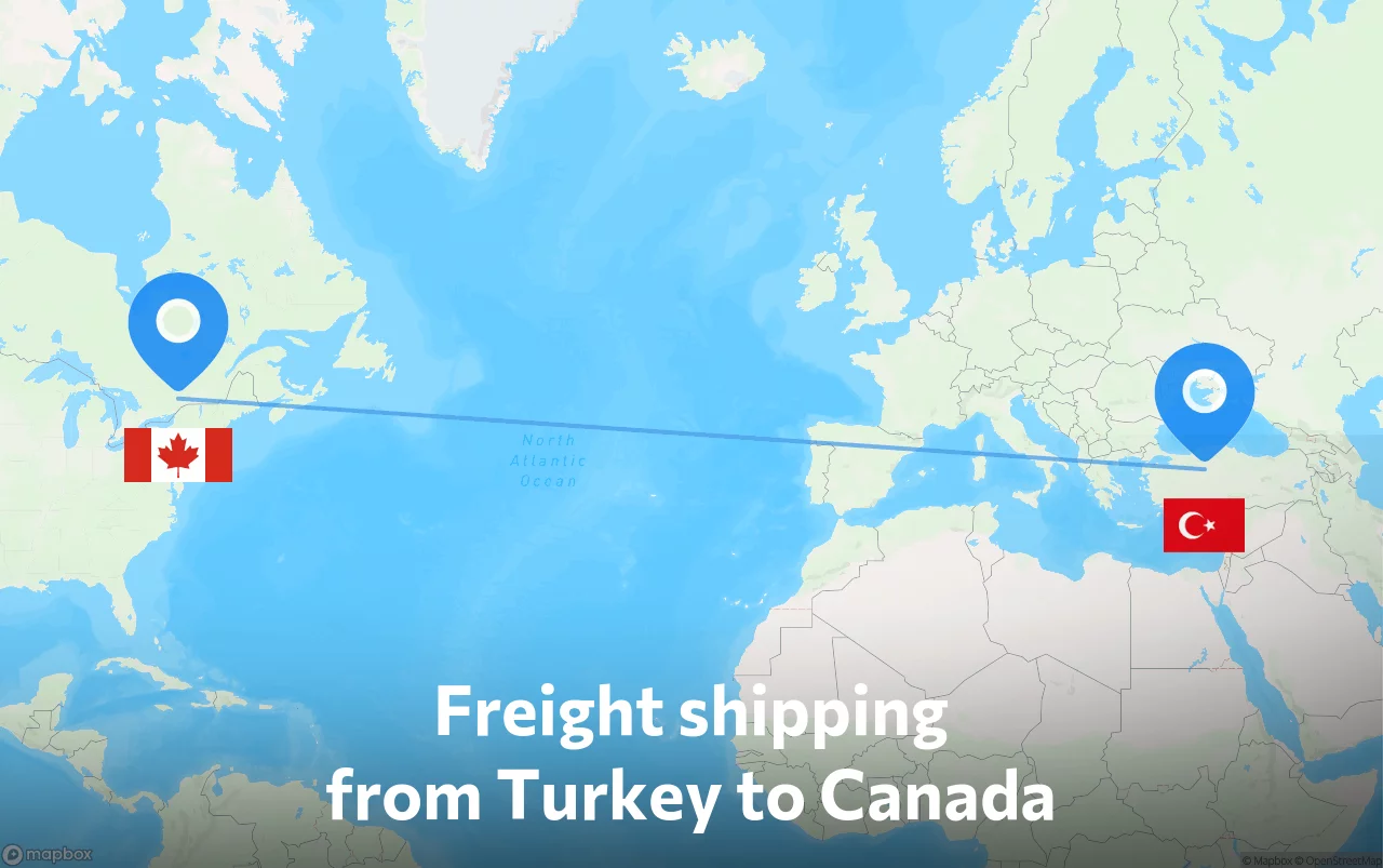 Shipping route from Turkey to Canada