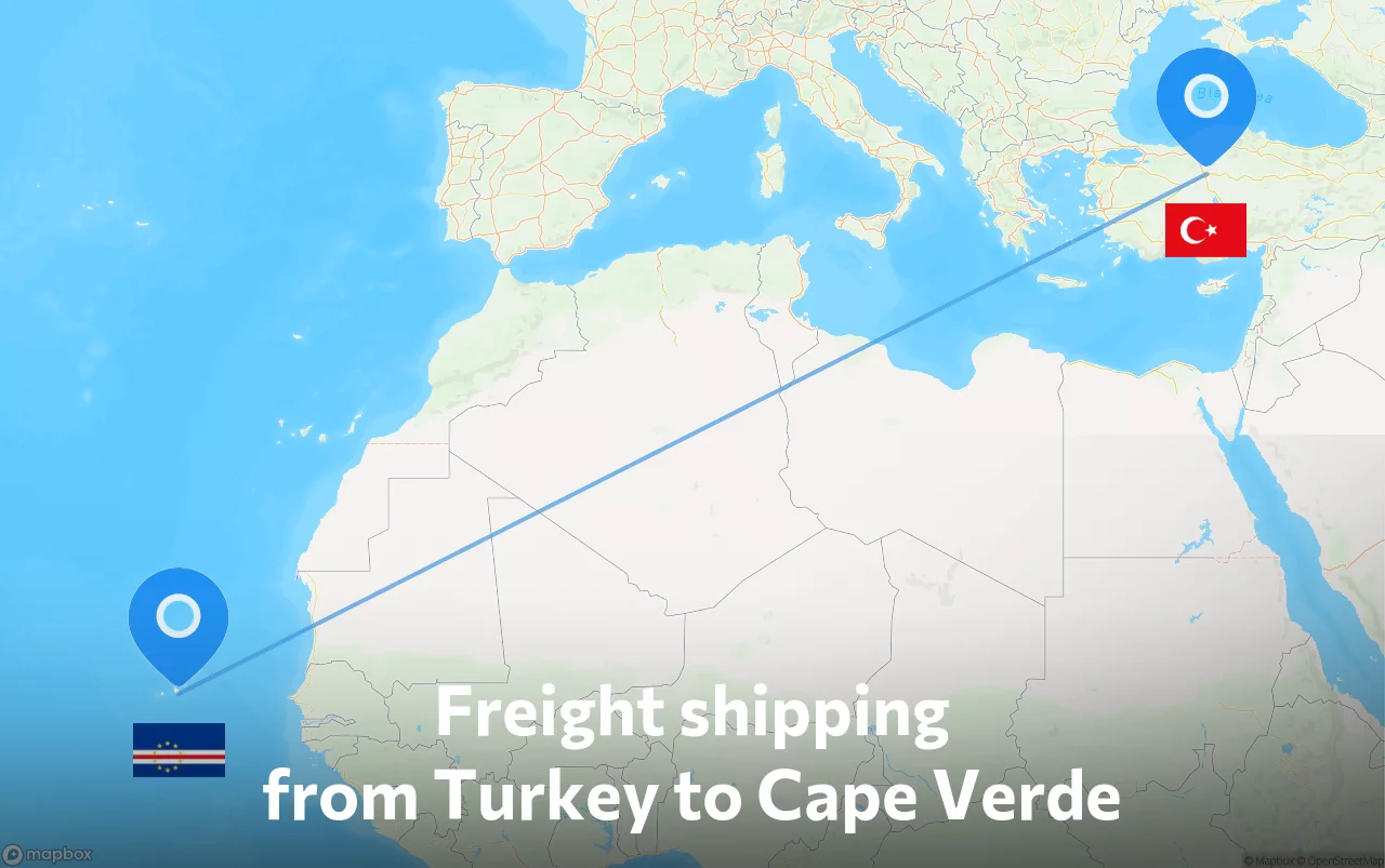 Shipping route from Turkey to Cape Verde
