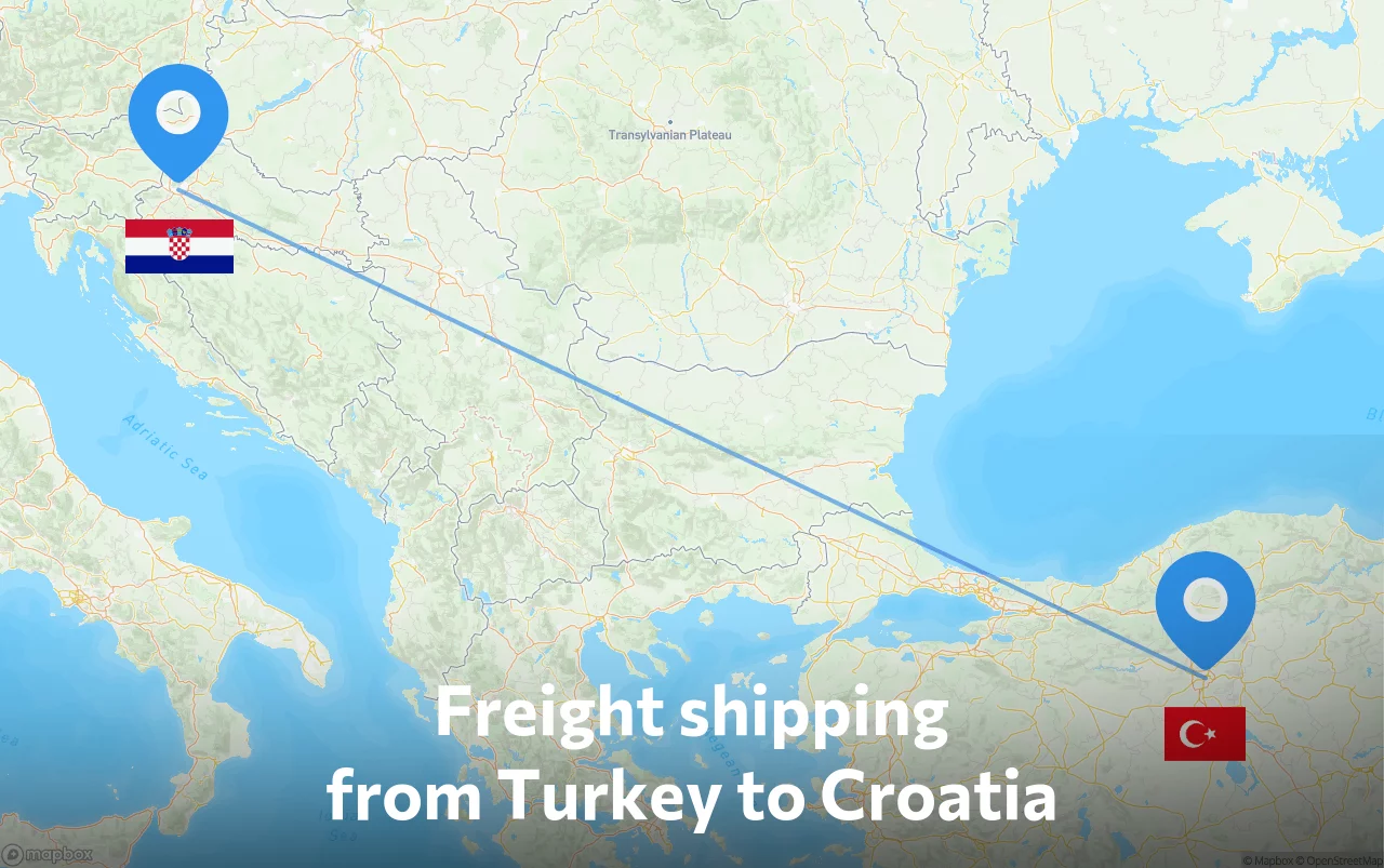 Shipping route from Turkey to Croatia