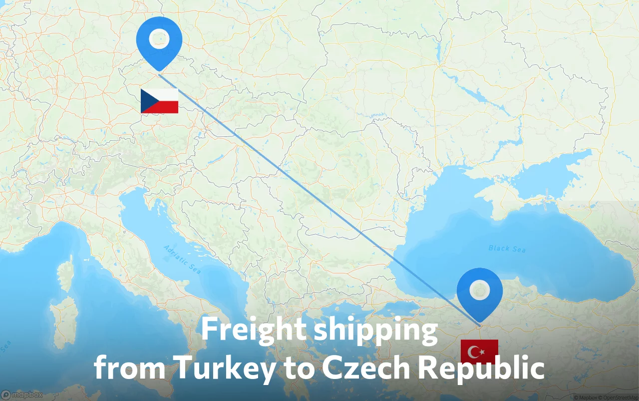 Shipping route from Turkey to Czech Republic
