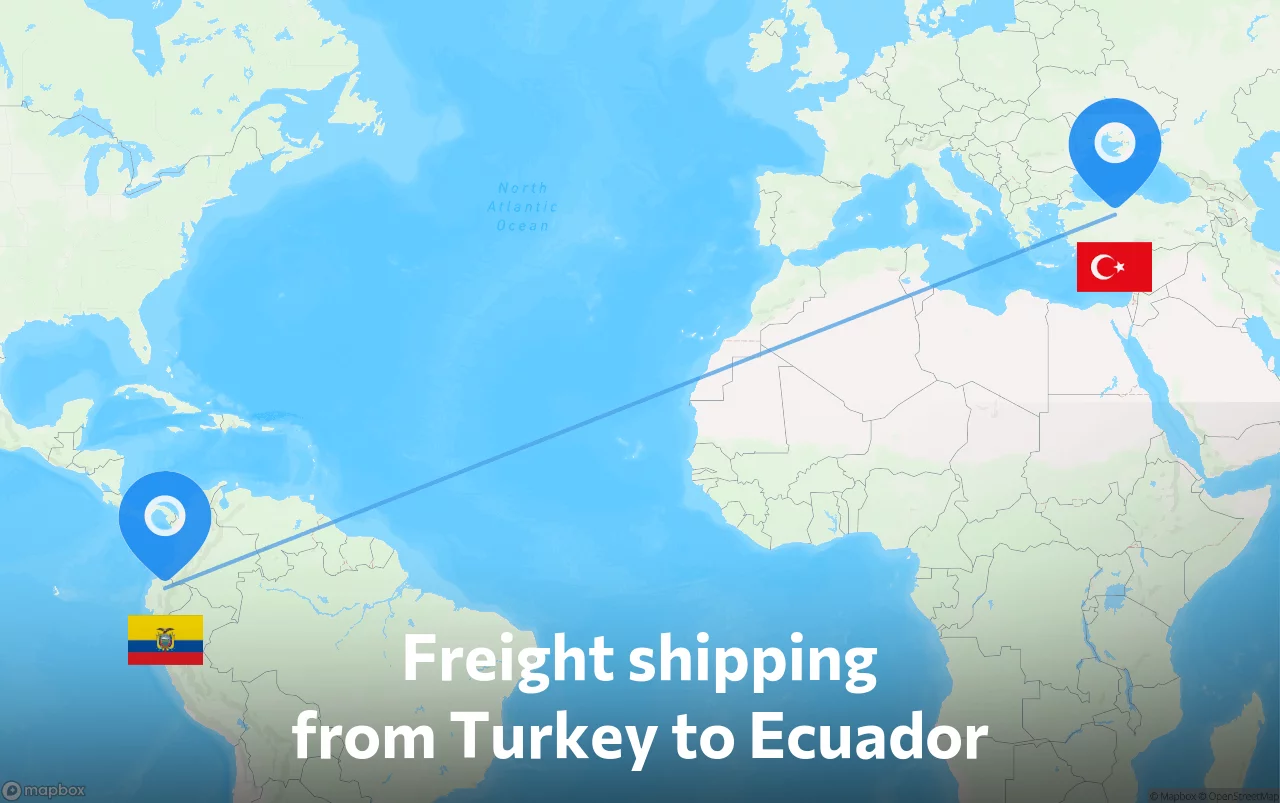 Shipping route from Turkey to Ecuador