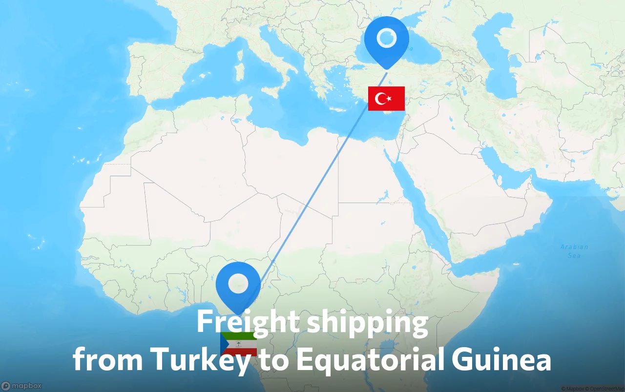 Shipping route from Turkey to Equatorial Guinea