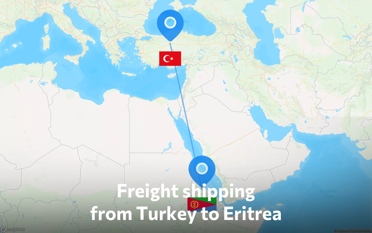 Shipping route from Turkey to Eritrea