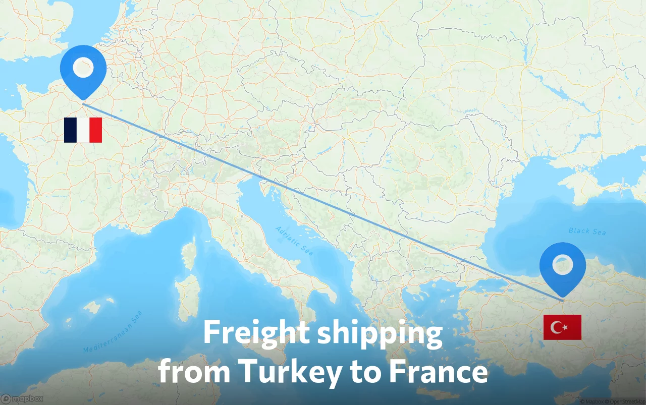 Shipping route from Turkey to France