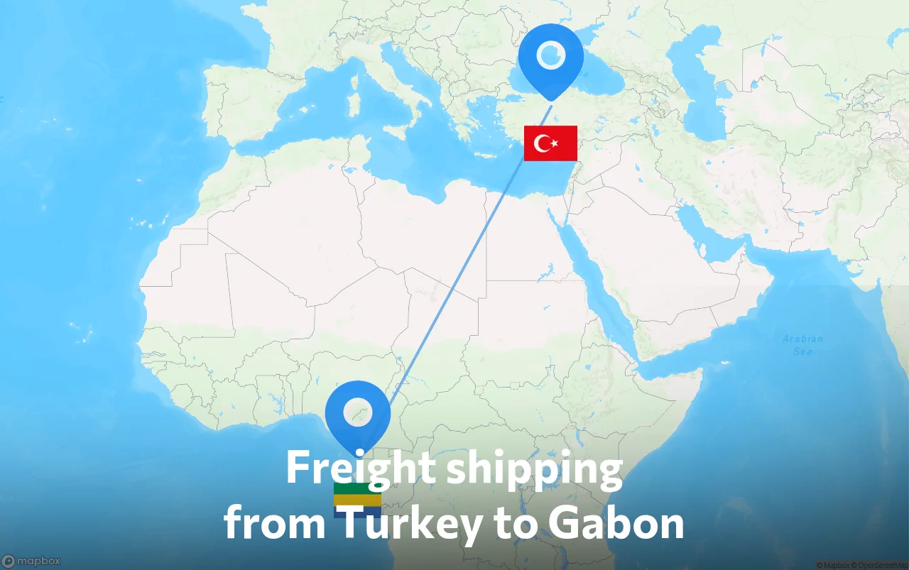 Shipping route from Turkey to Gabon