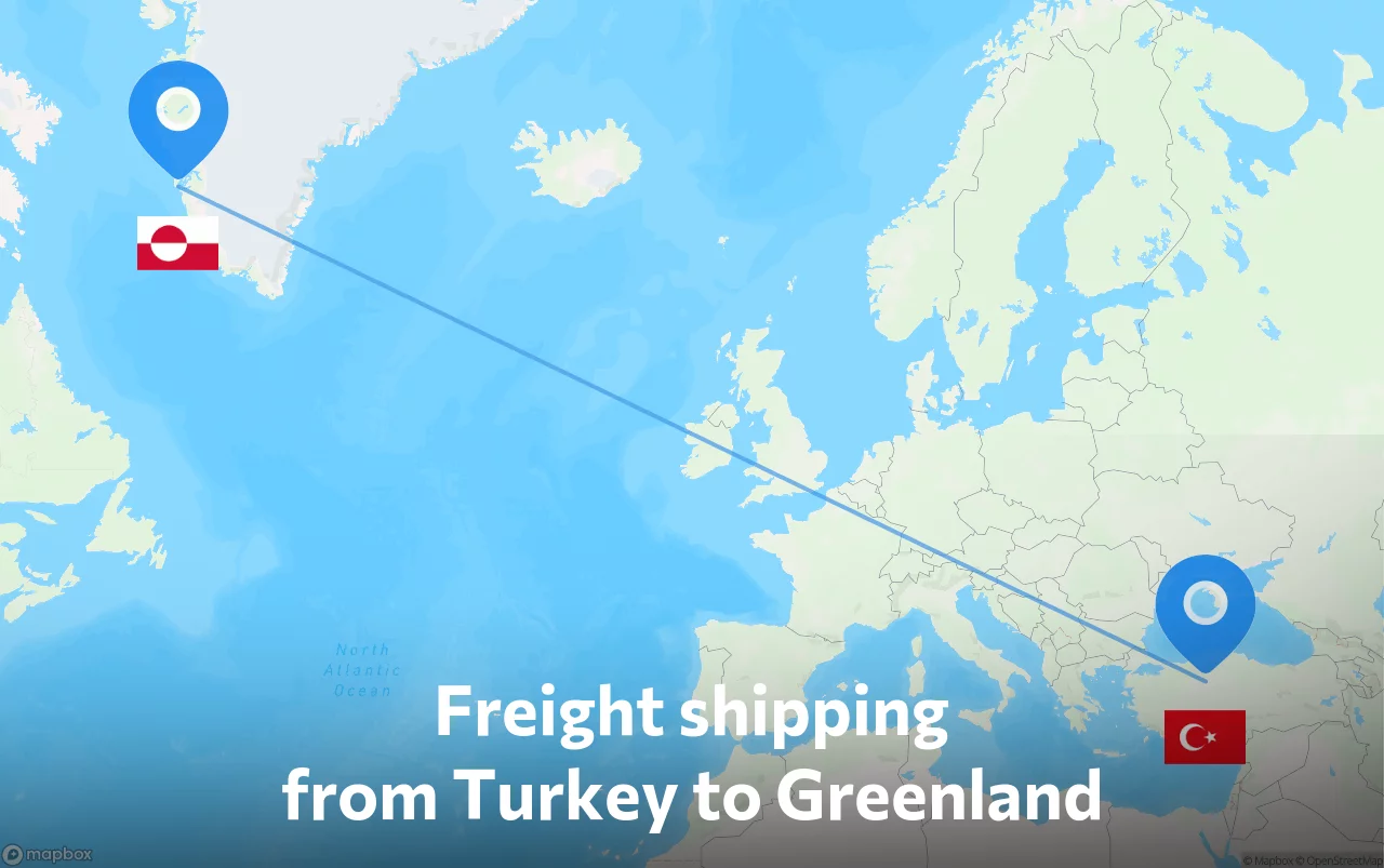 Shipping route from Turkey to Greenland
