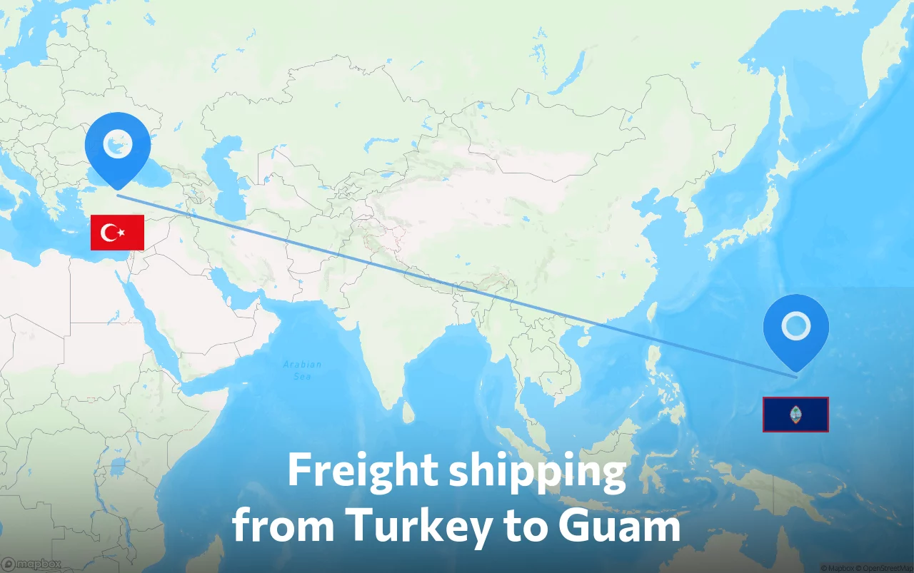 Shipping route from Turkey to Guam