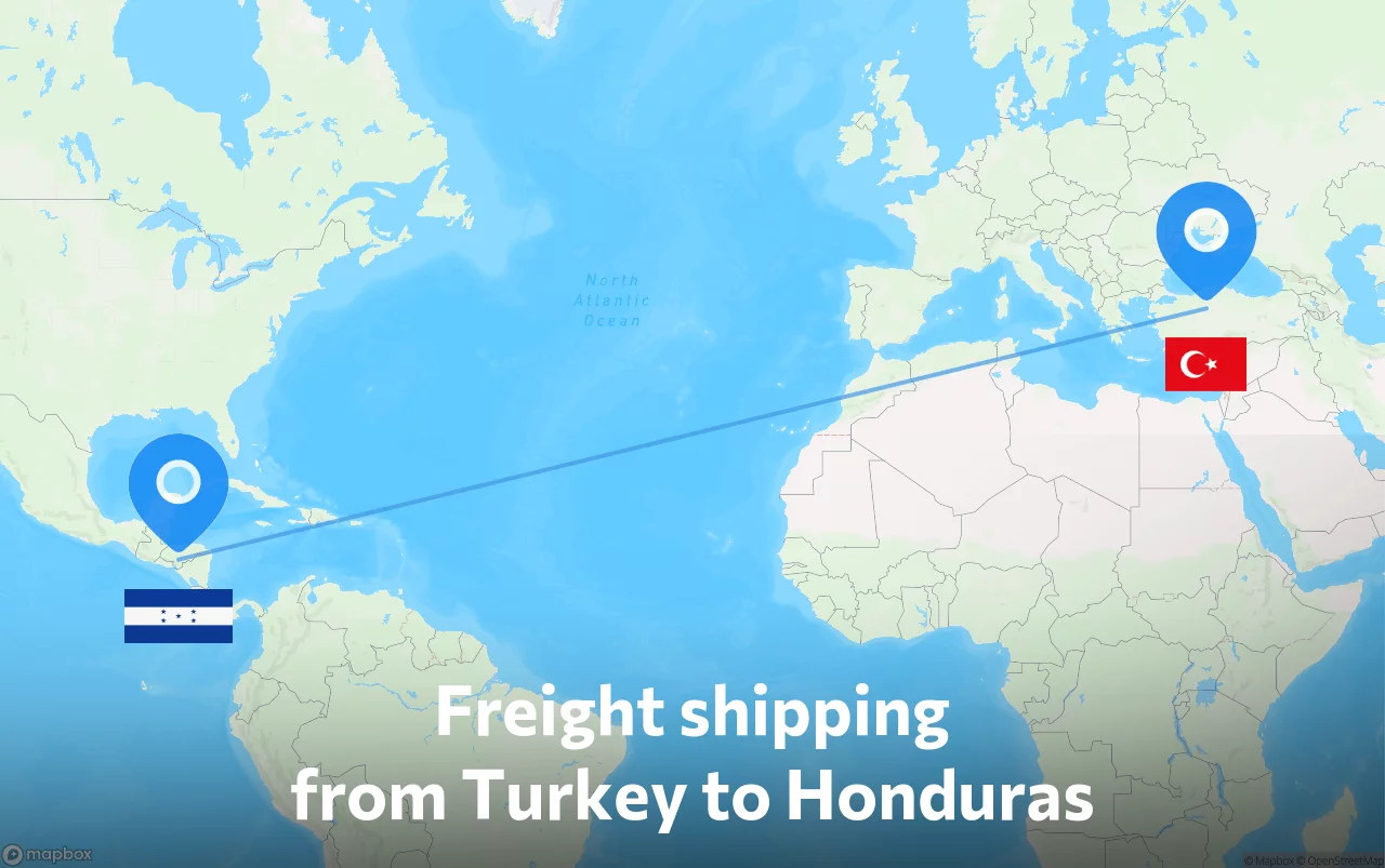 Shipping route from Turkey to Honduras