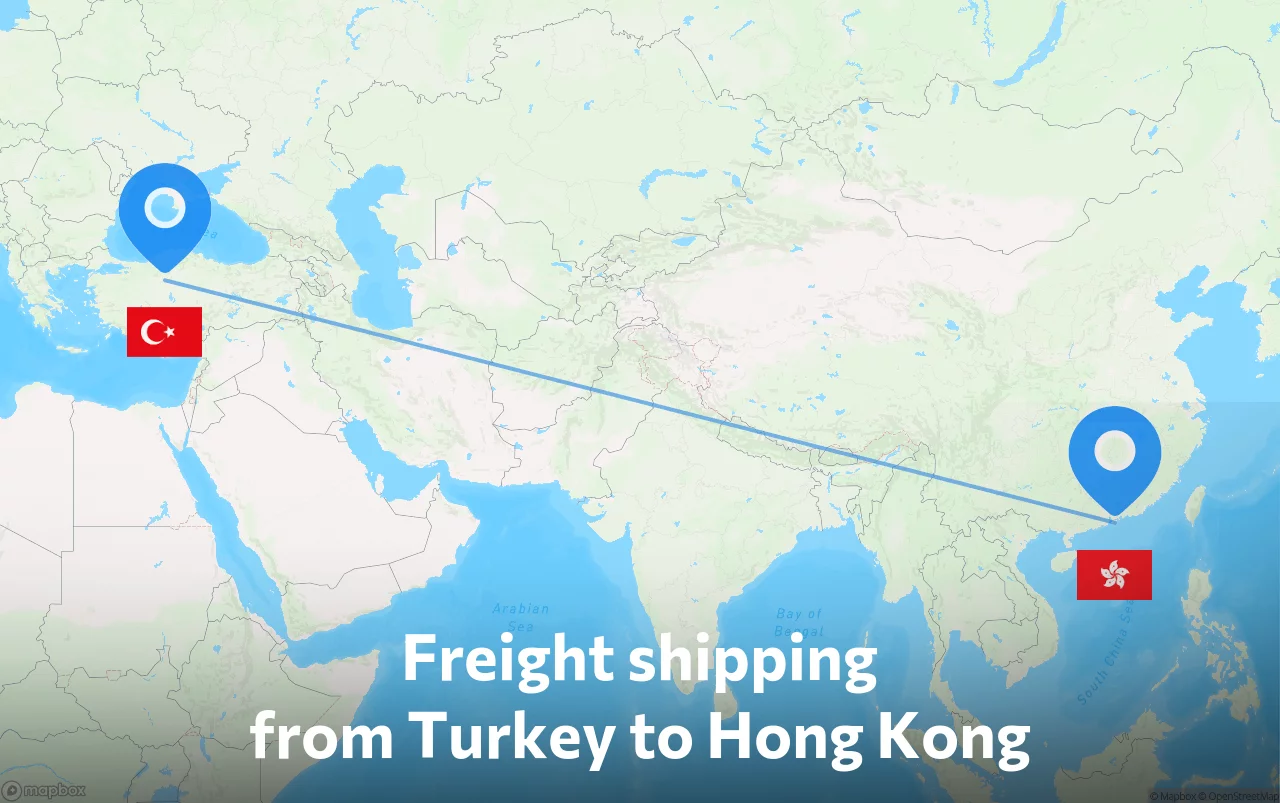 Shipping route from Turkey to Hong Kong