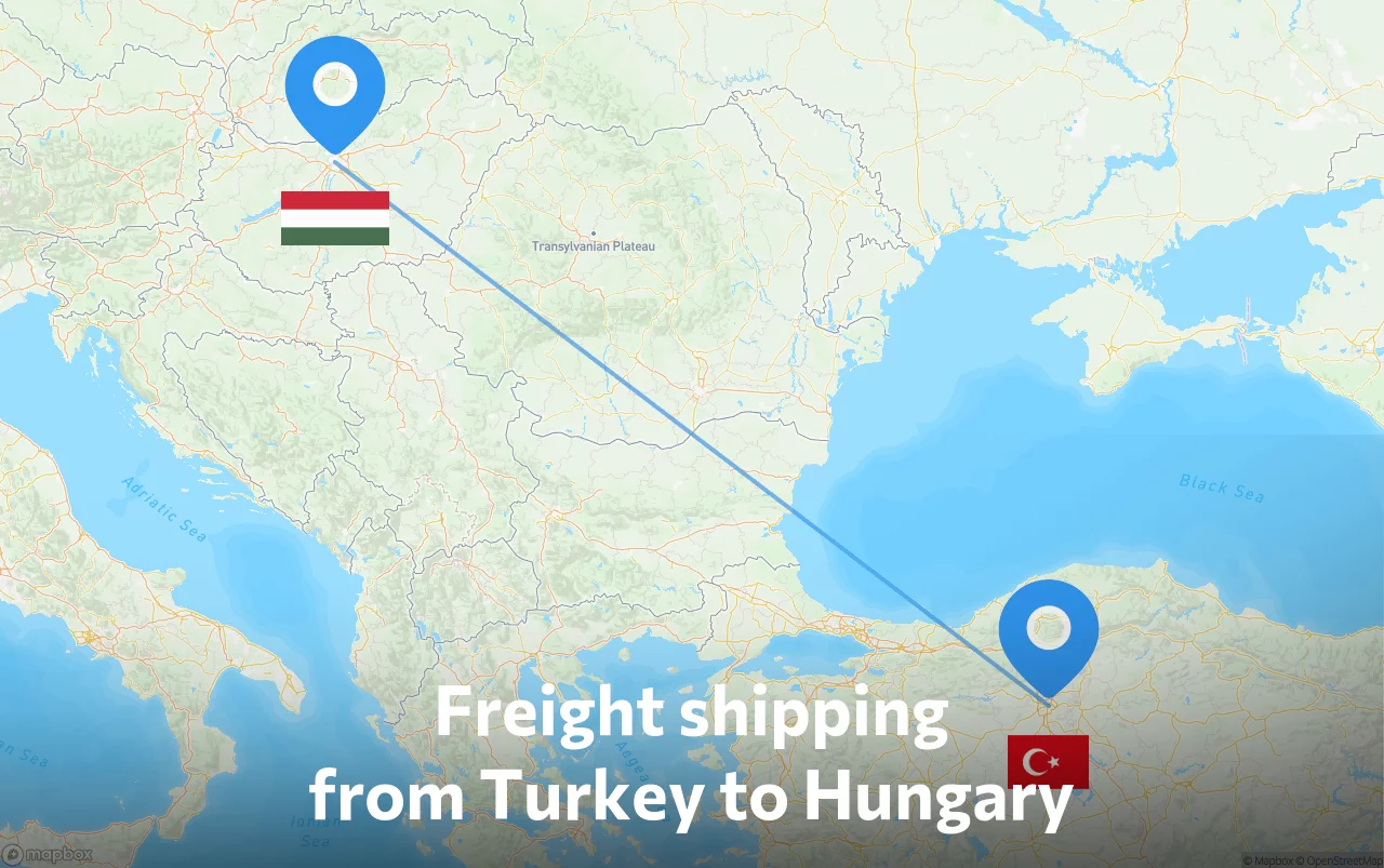 Shipping route from Turkey to Hungary