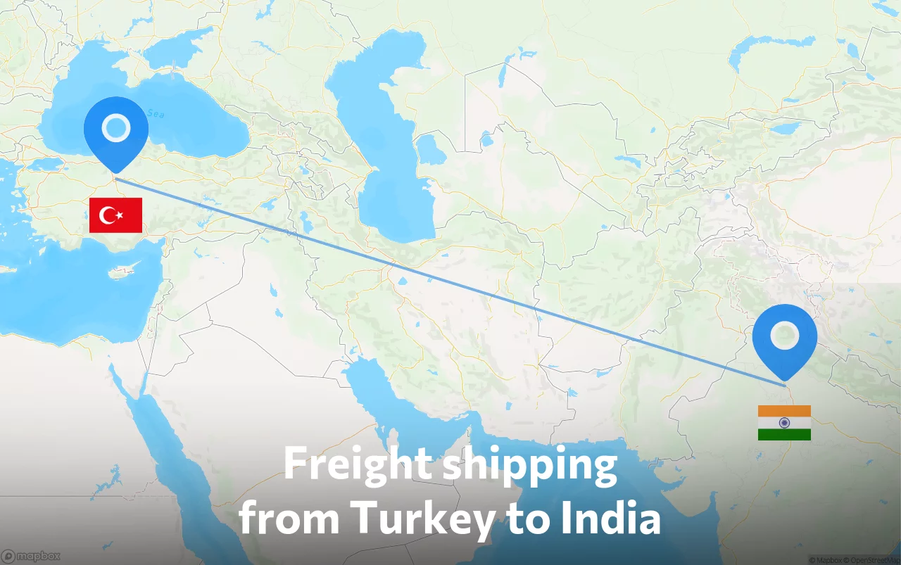 Shipping route from Turkey to India