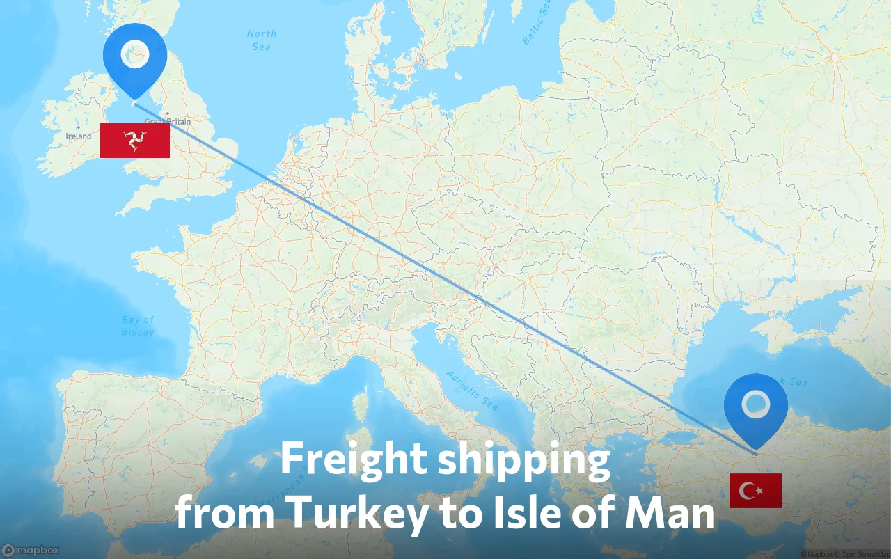 Shipping route from Turkey to Isle of Man