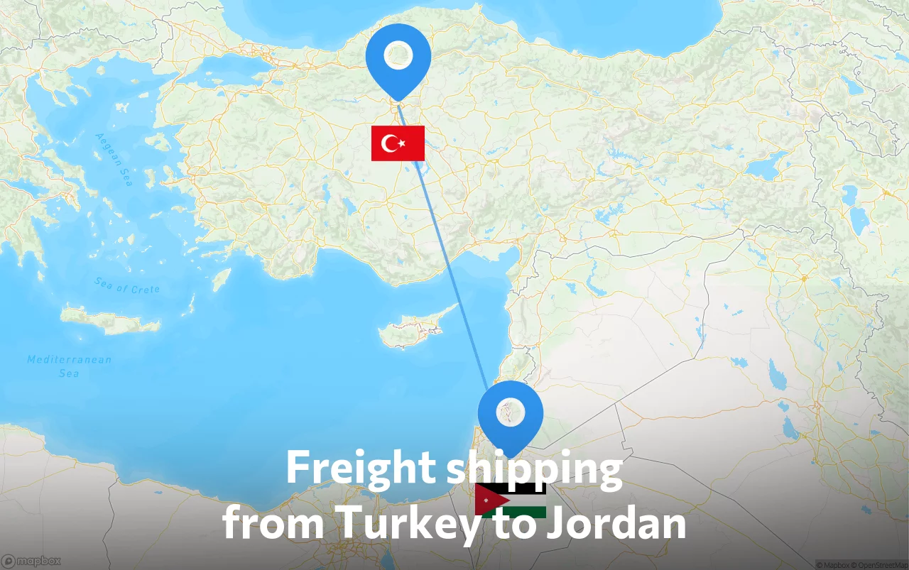 Shipping route from Turkey to Jordan