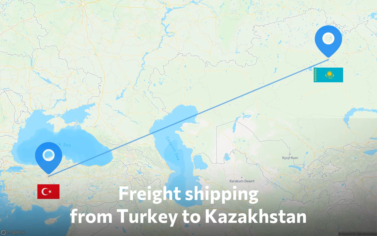 Shipping route from Turkey to Kazakhstan