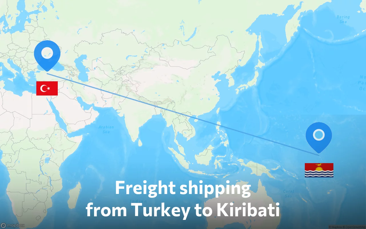 Shipping route from Turkey to Kiribati