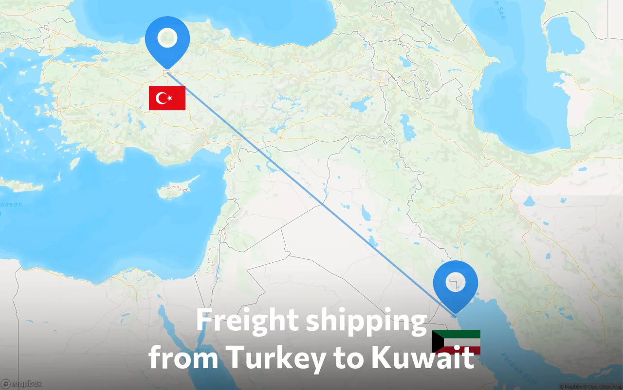 Shipping route from Turkey to Kuwait