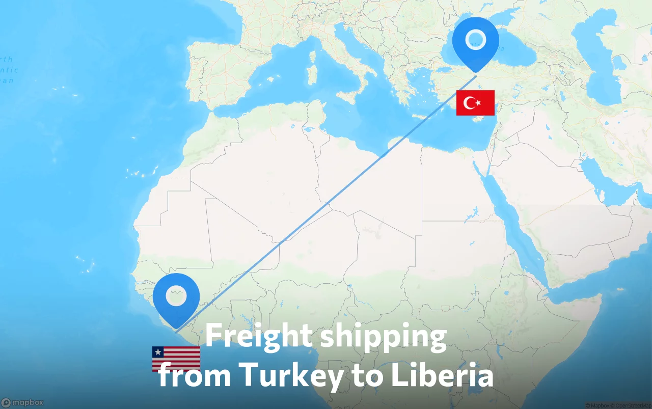 Shipping route from Turkey to Liberia
