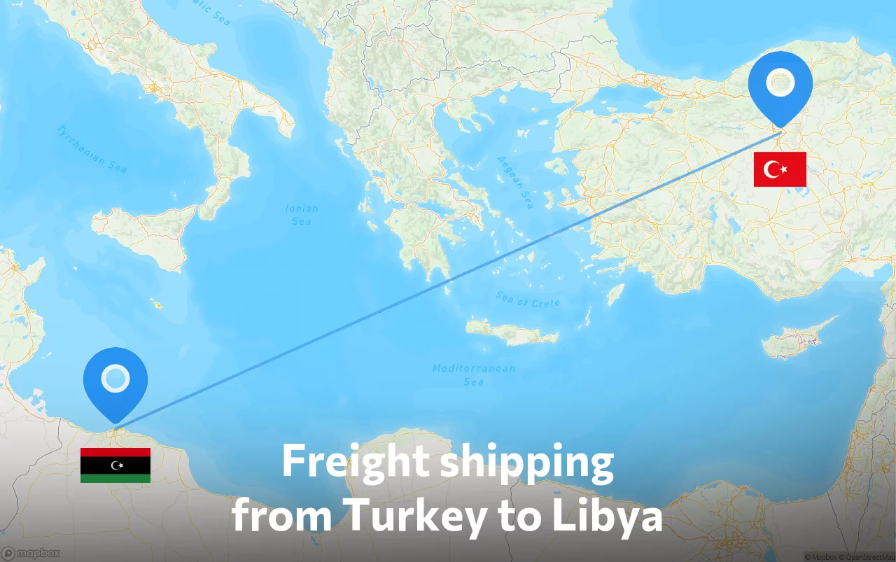 Shipping route from Turkey to Libya