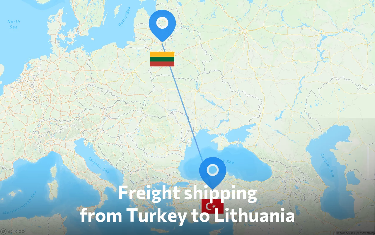 Shipping route from Turkey to Lithuania