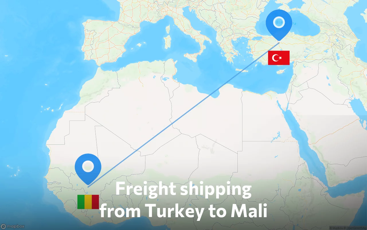 Shipping route from Turkey to Mali