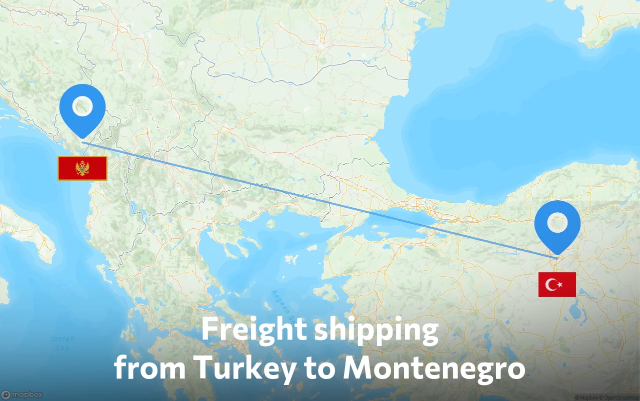 Shipping route from Turkey to Montenegro