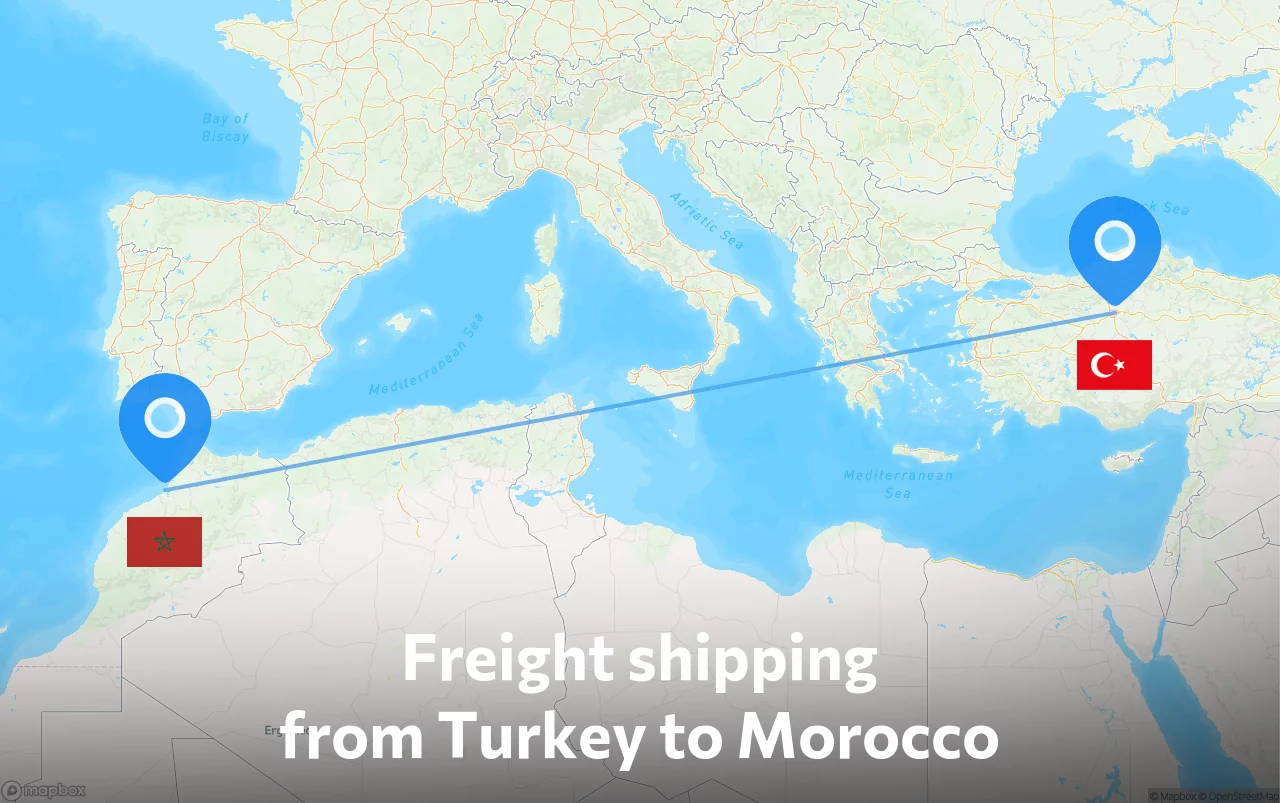 Shipping route from Turkey to Morocco