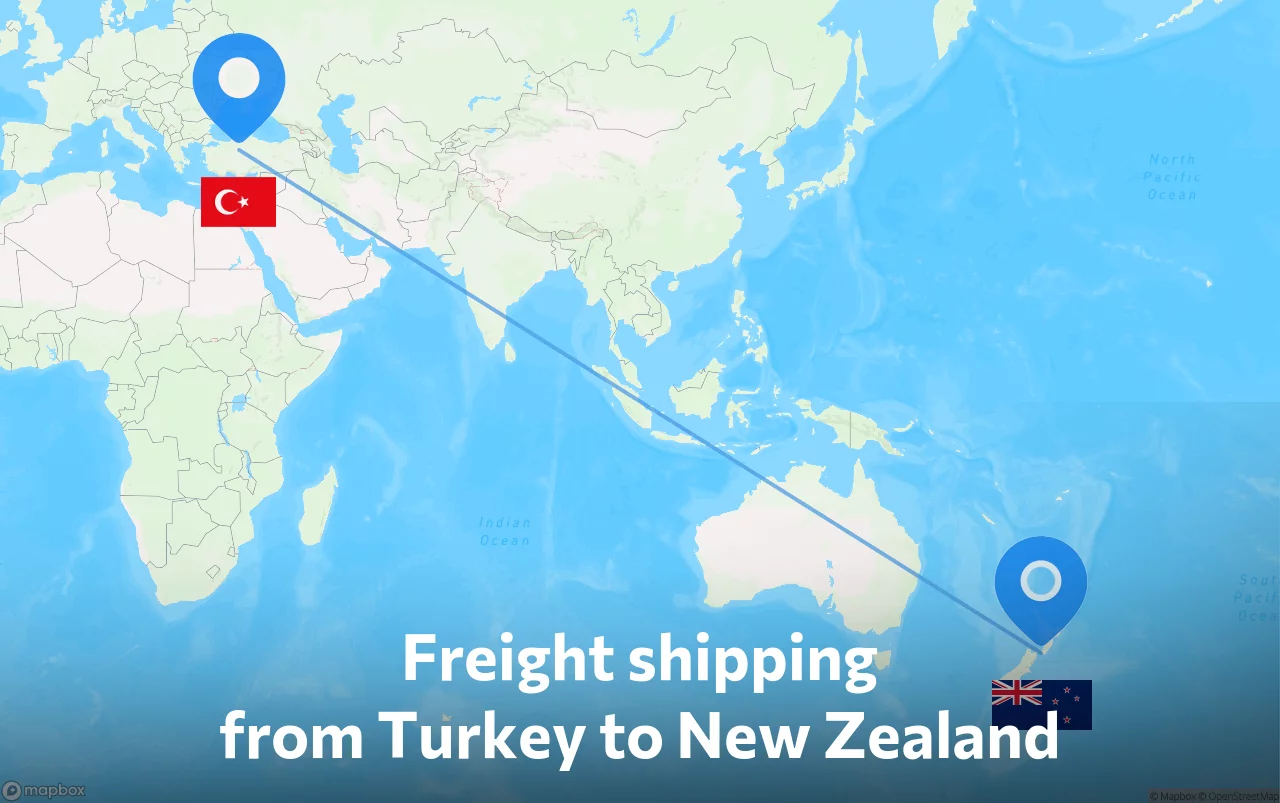 Shipping route from Turkey to New Zealand