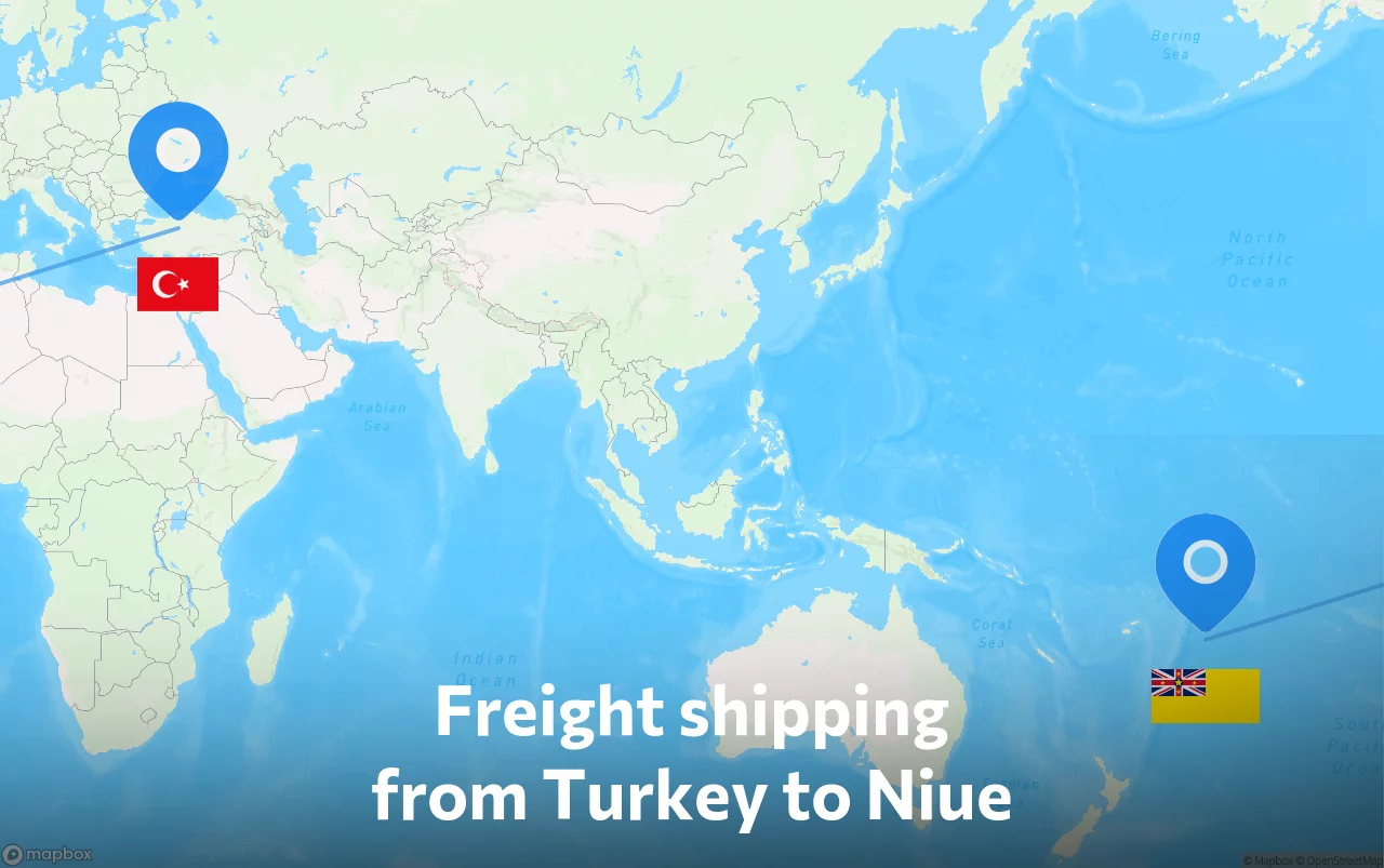 Shipping route from Turkey to Niue