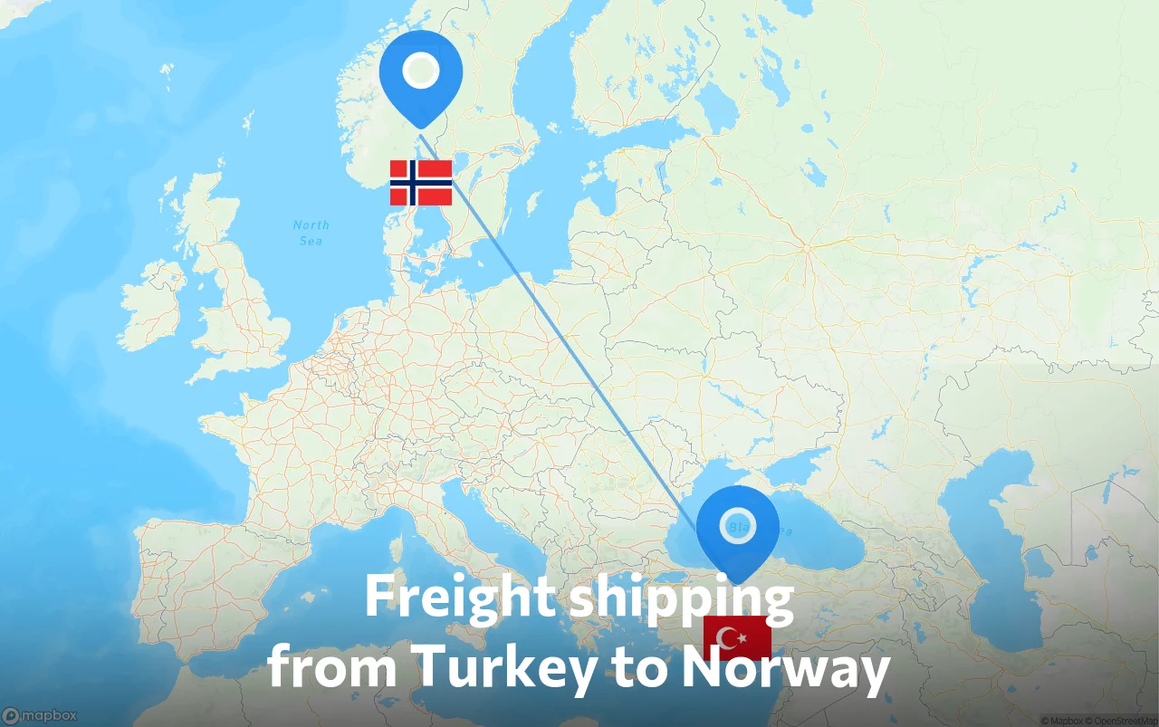 Shipping route from Turkey to Norway