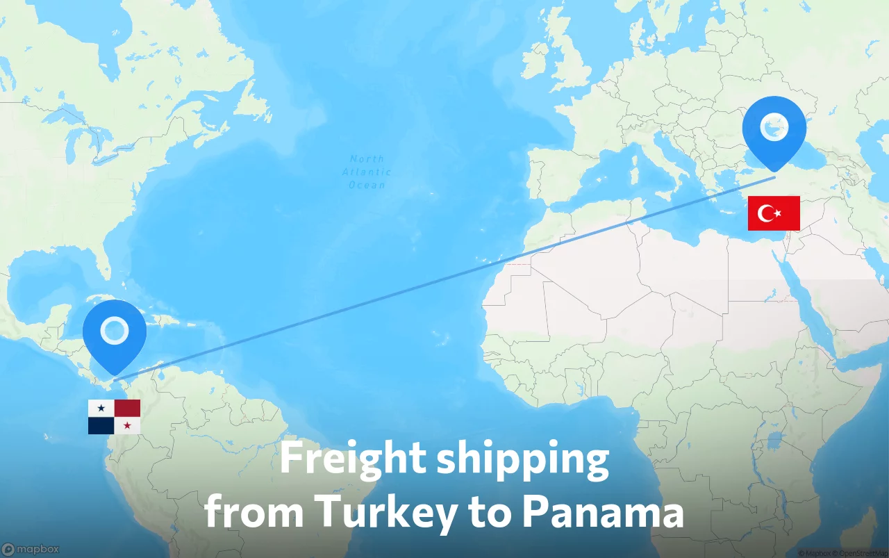 Shipping route from Turkey to Panama