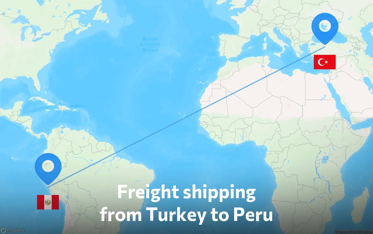 Shipping route from Turkey to Peru
