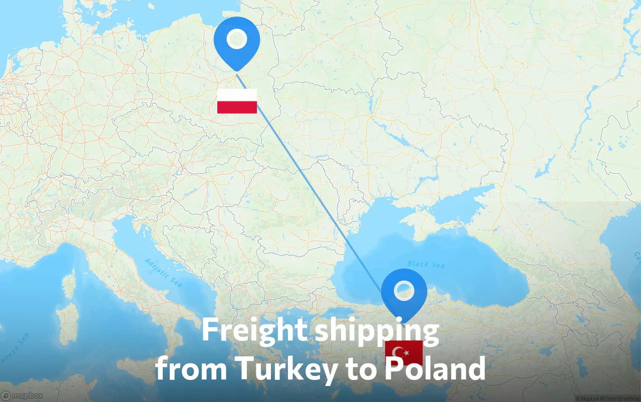 Shipping route from Turkey to Poland