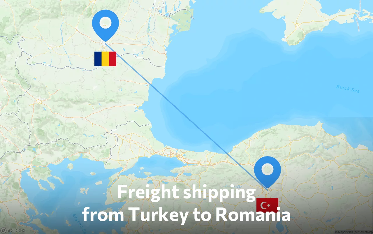 Shipping route from Turkey to Romania