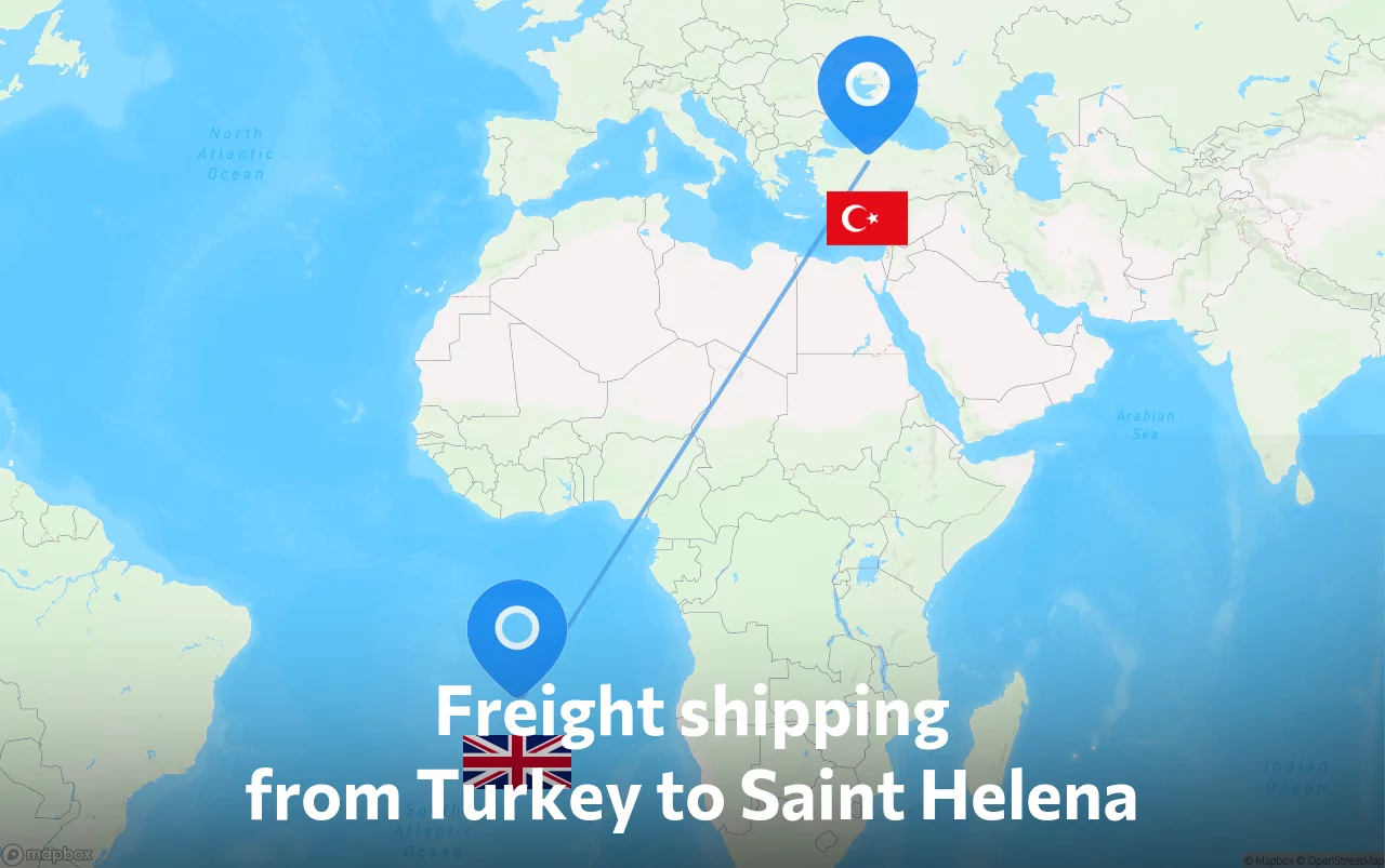 Shipping route from Turkey to Saint Helena