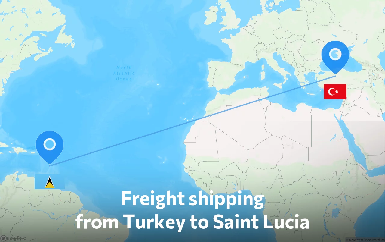 Shipping route from Turkey to Saint Lucia