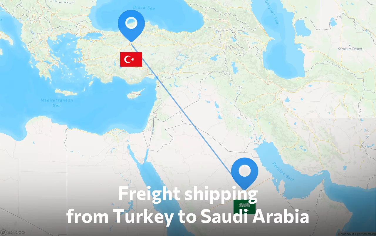 Shipping route from Turkey to Saudi Arabia