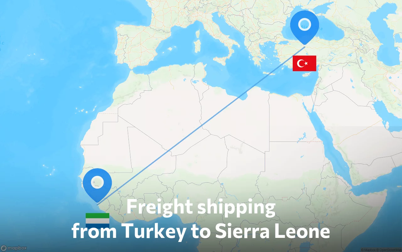 Shipping route from Turkey to Sierra Leone