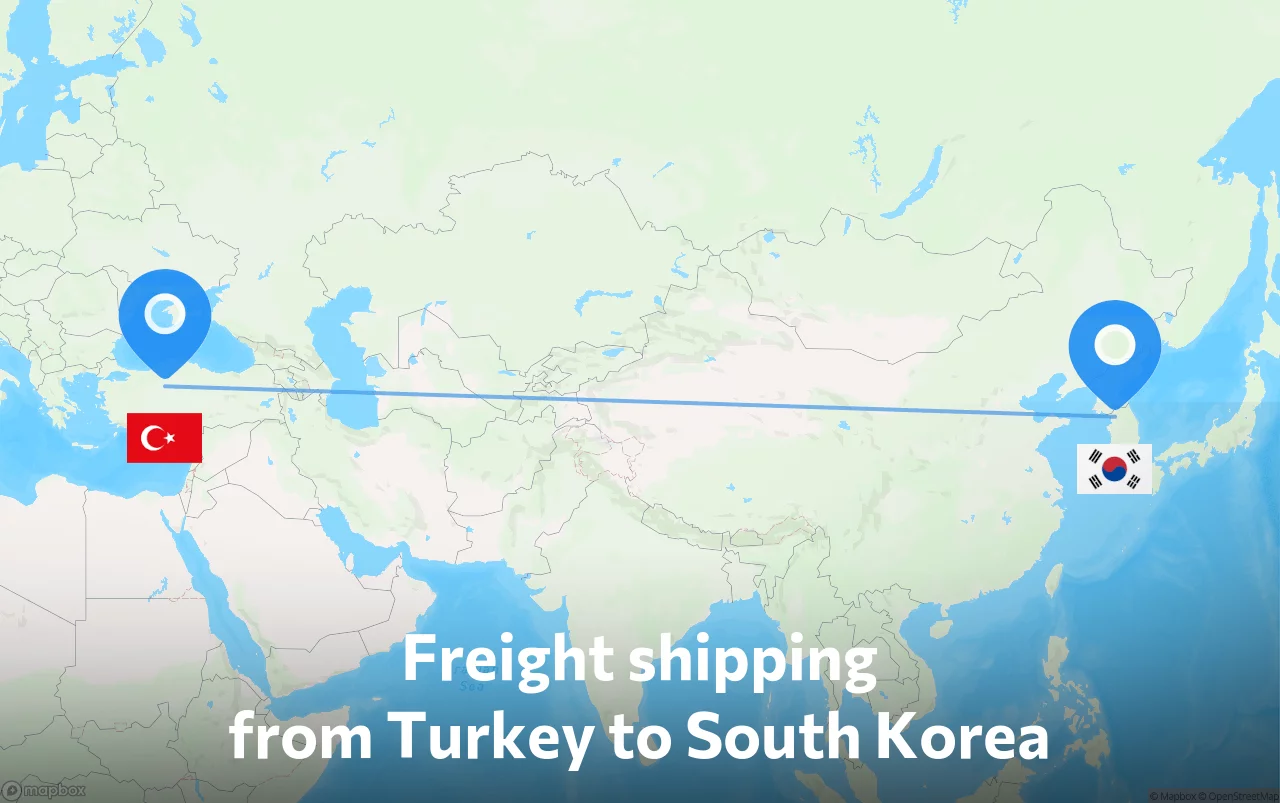 Shipping route from Turkey to South Korea
