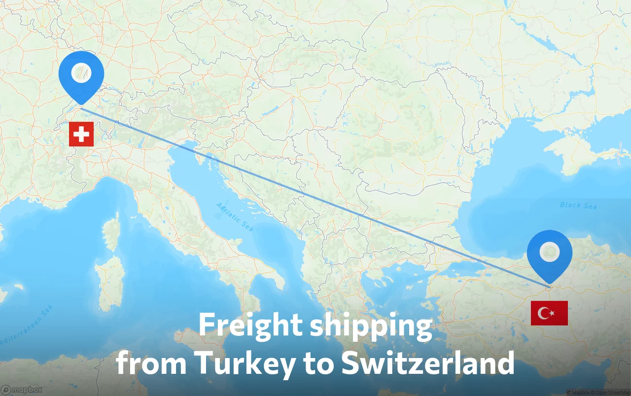 Shipping route from Turkey to Switzerland