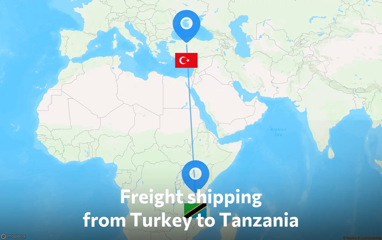 Shipping route from Turkey to Tanzania