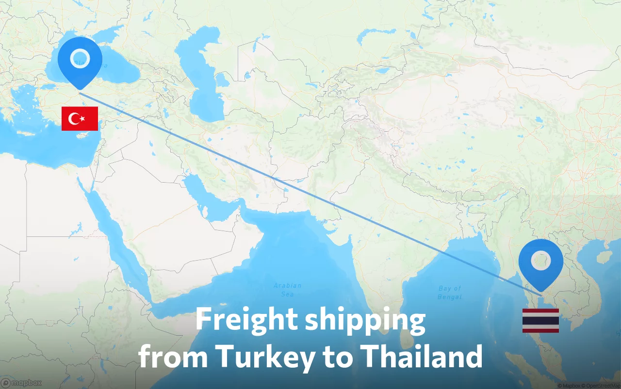 Shipping route from Turkey to Thailand