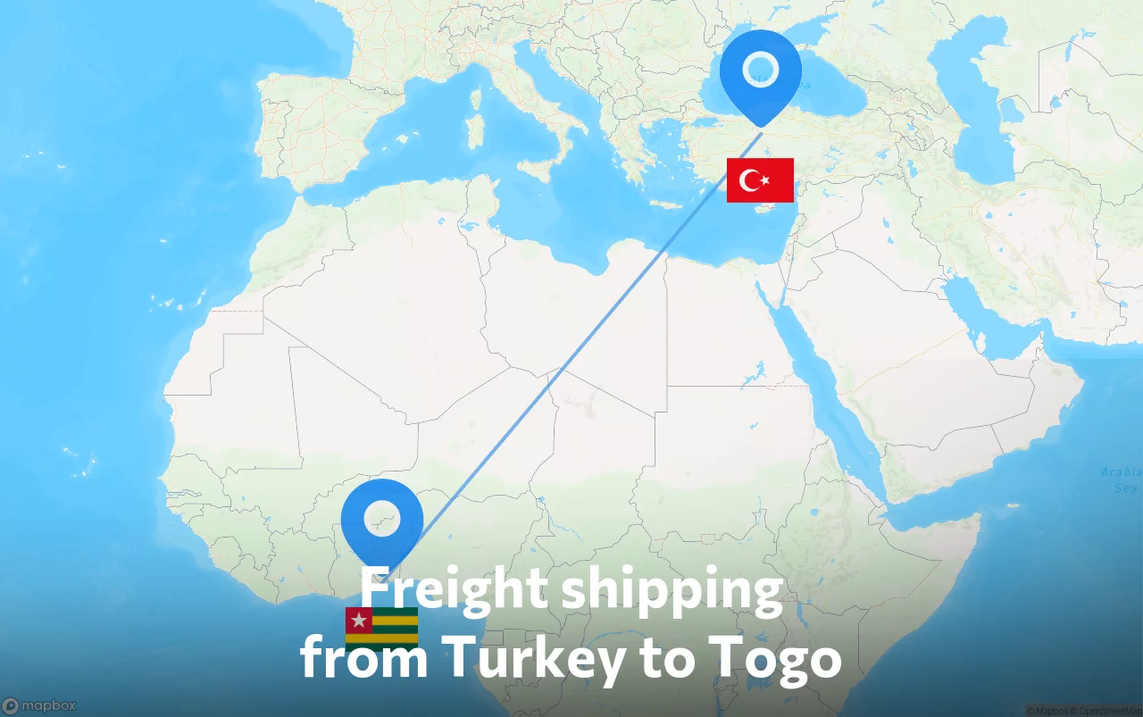 Shipping route from Turkey to Togo
