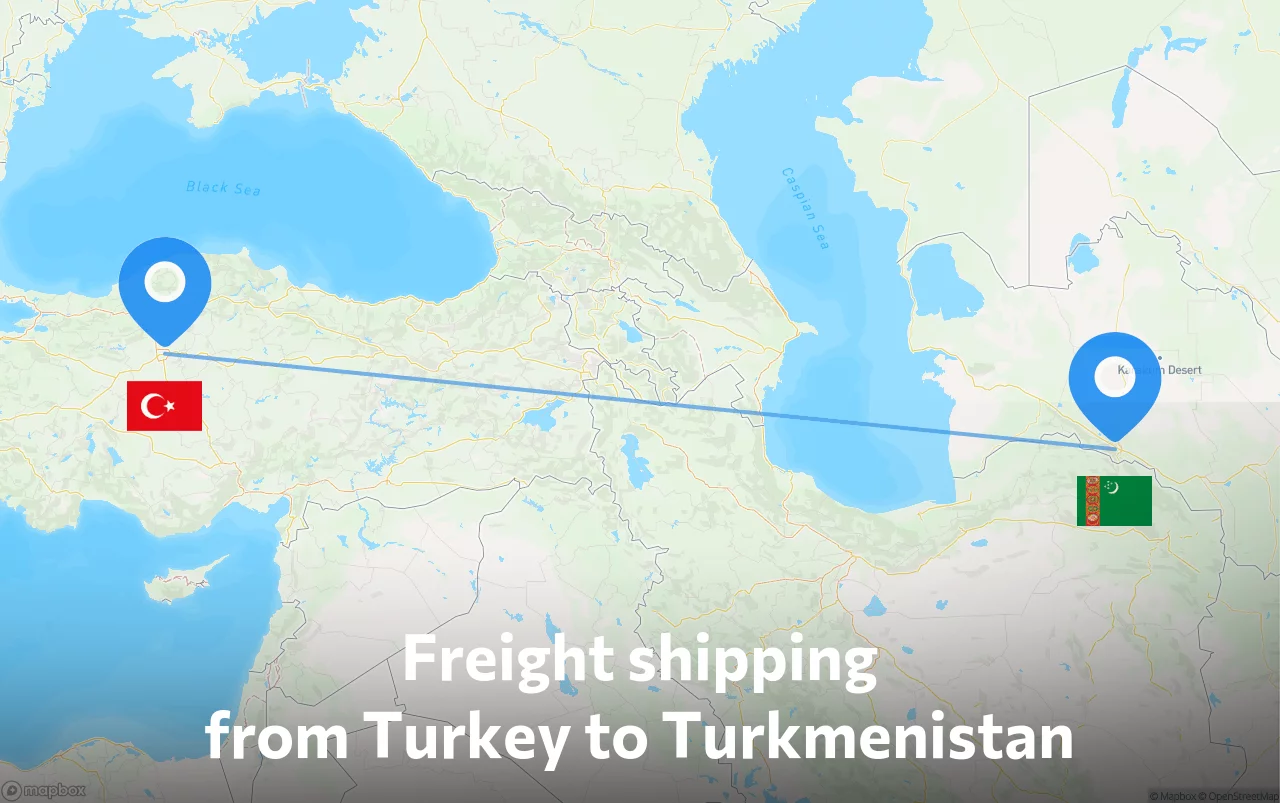 Shipping route from Turkey to Turkmenistan