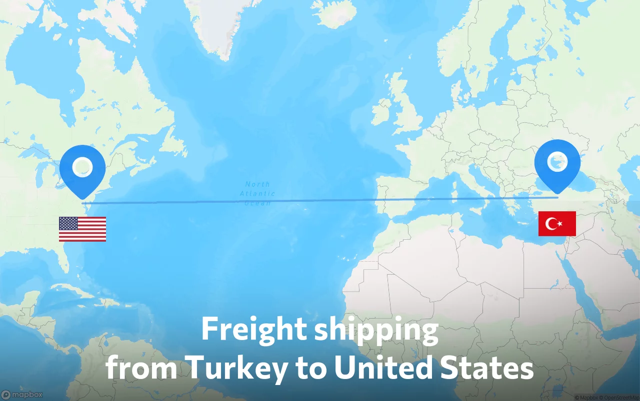 Shipping route from Turkey to United States